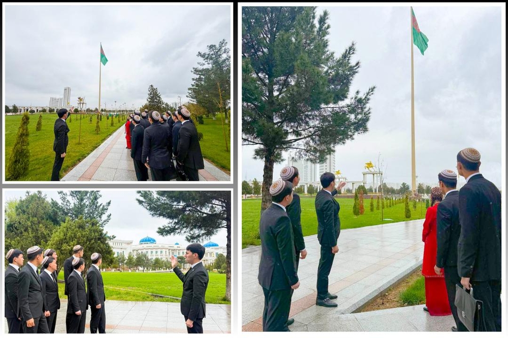 Baýdak-Garaşsyzlygymyzyň nyşany: Talyplaryň we mugallymlaryň Aşgabat şäherindäki Baýdak meýdançasyna tejribe okuwy