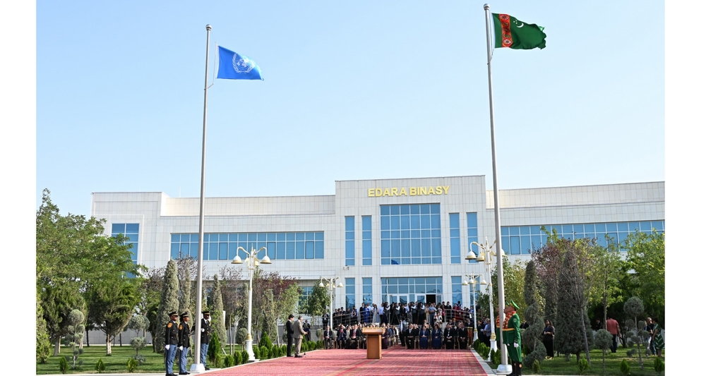 Flag-raising ceremony held in Avaza National Tourist Zone to mark the opening of the Third UN Conference on Landlocked Developing Countries