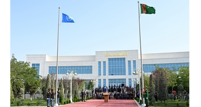 Flag-raising ceremony held in Avaza National Tourist Zone to mark the opening of the Third UN Conference on Landlocked Developing Countries